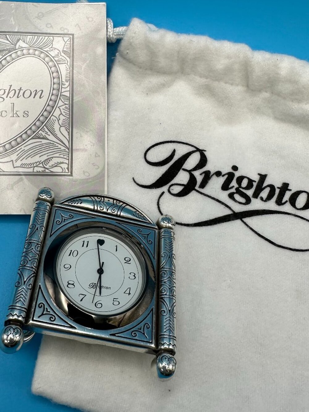 Brighton Desert Passage Silver-Tone Quartz Mini Clock